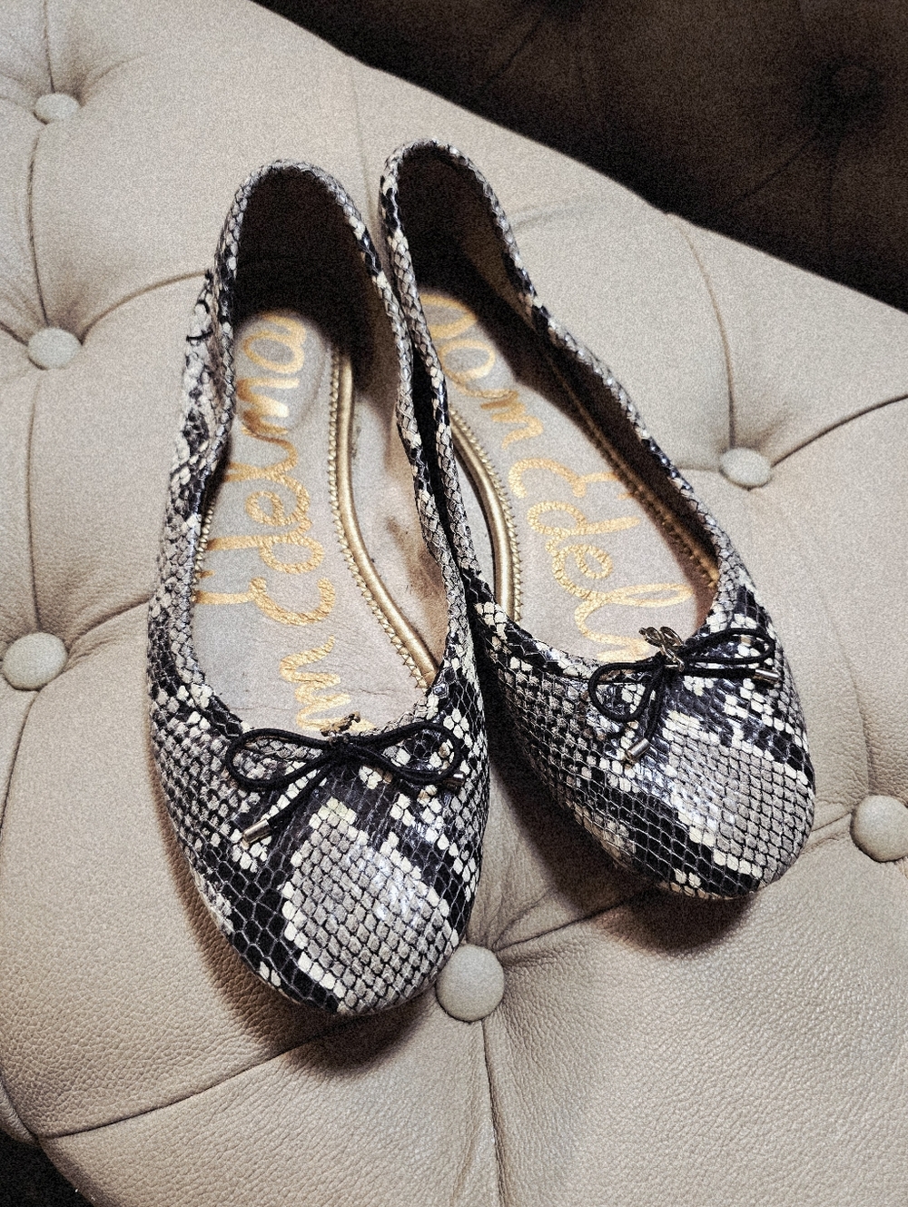 Sam Edelman Felicia Flats Ballerina Ballets Phyton Animal Print Leather 8.5 - Picture 3 of 8